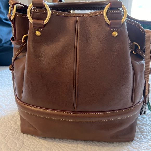 Dooney & Bourke Brown Leather Shoulder tote Leather Bag with mini purse - Picture 6 of 16